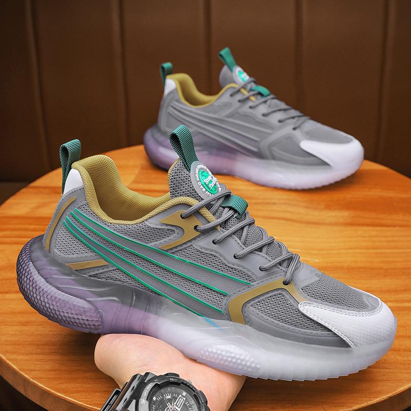 Herren Sneaker Dicke Sohle Vielseitige Klobige Schuhe Herren 2024 Neuer Trend Mesh Schnürung Atmungsaktiv Lässige Sportschuhe Erhöhte Weiche Sohlen