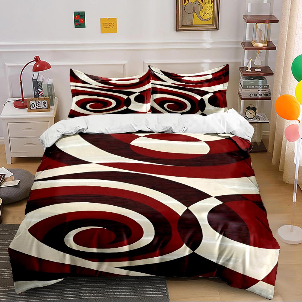 Abstract Red and White Swirl Bedding Set Bedding set (1 duvet cover, 2 pillowcases, duvet not included)