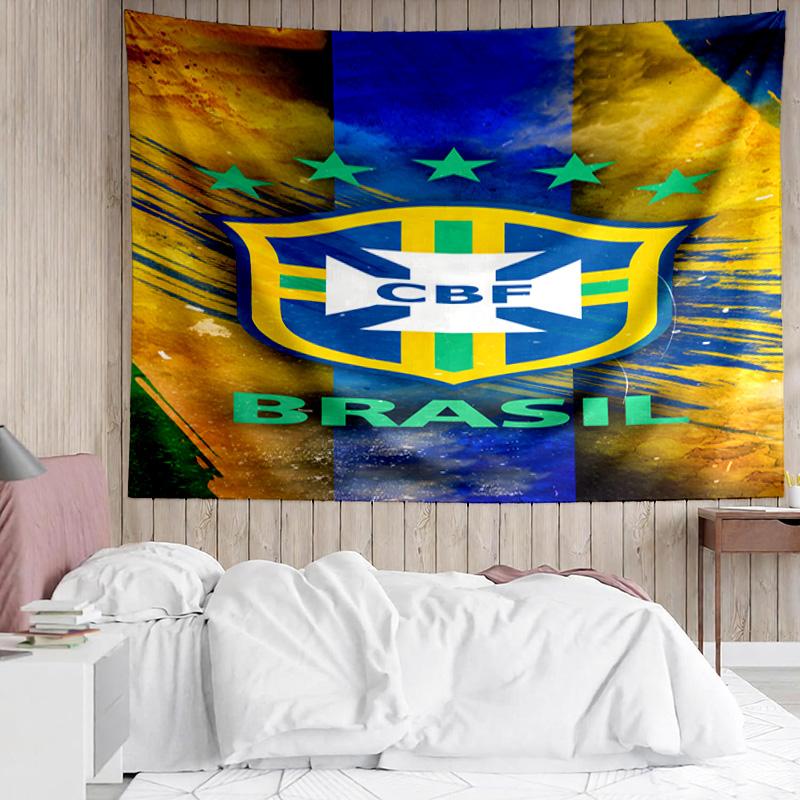 Brazilian Football Federation Printed Printed Tapestry, for Bedroom,Livingroom, Dormitory, Large Wall Decor, Fabric Decor Fan Birthday Gifts