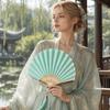 Light Green Folding Hand Fan Shell-Shaped Dance Fan Creative Retro Handheld  Fan  Wedding
