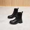Women's Boots 2026 Spring and Autumn New Leather Fashion Shoes Short Boots Women's Korean Version Coarse Heel Women