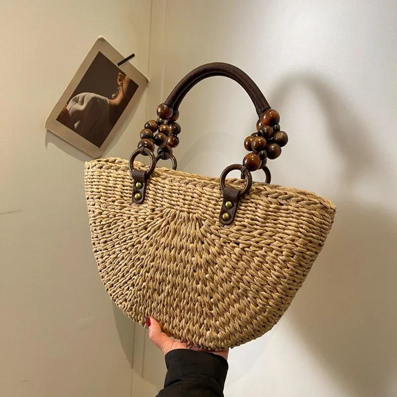 Fashion New Straw Bag Large Capacity Summer Hand Woven Rural Style Women's Shoulder Bags Versatile Style Trend Handbag