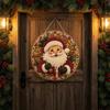Holiday Celebration Party Supplies Christmas DIY Faux Diamond Painting Hanging, Santa Wreath Acrylic Pendant, Pearl Hanging Ornaments Beads Craft Kit