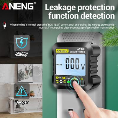 ANENG AC10 Digital Socket Tester Household Plug Detector Polarity Phase Check Voltmeter