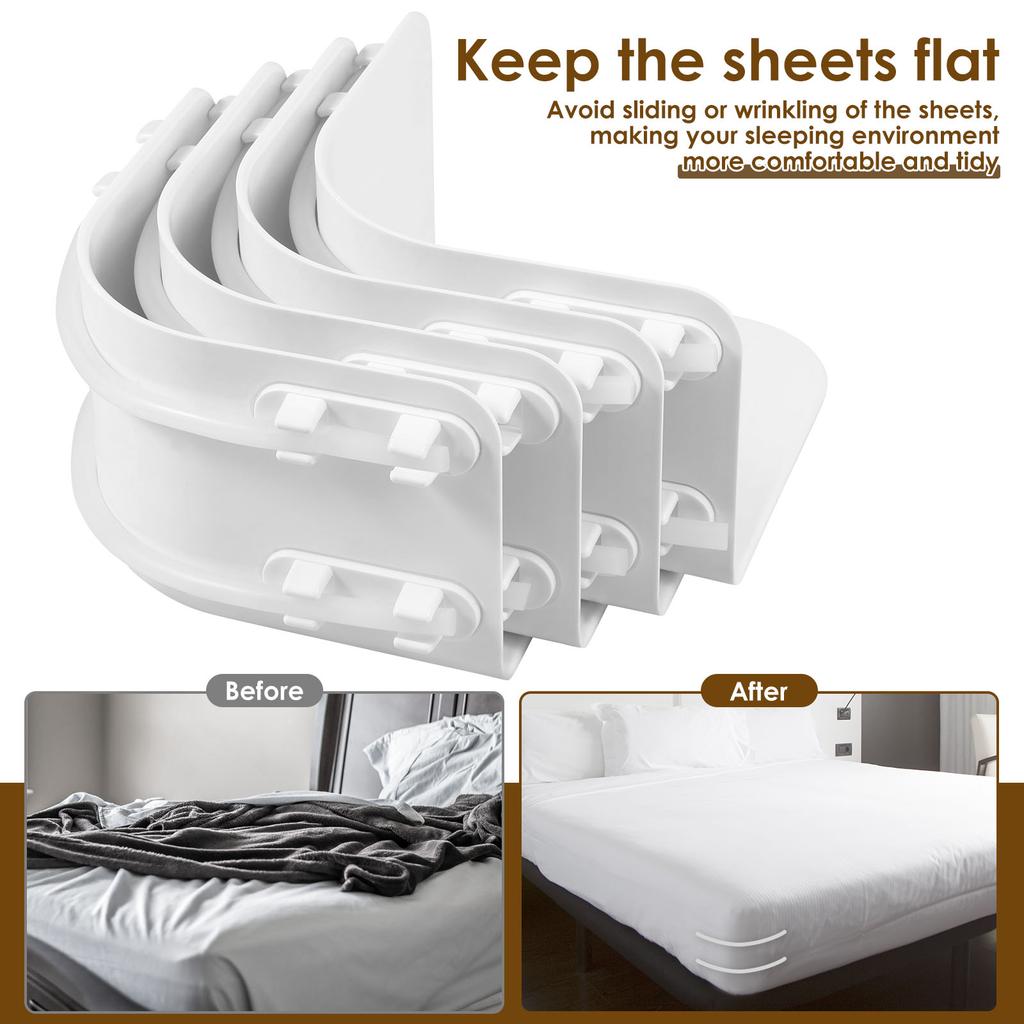 4/8Pcs Bed Corner Sheet Grippers Straps Fastener Non-Slip with Fitted Lock Straps Tight Bed Sheet Cover Clips for All Sheet Size