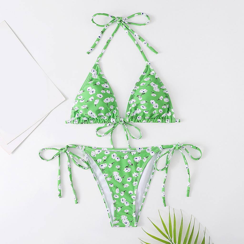Fashion Women Printed Split Swimsuit Casual Sling Bikini Sexy Swimsuit Swimsuit
