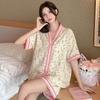 South East Asia bubble cotton pajamas girls summer short-sleeved shorts 1011 cartoon loungewear suit new