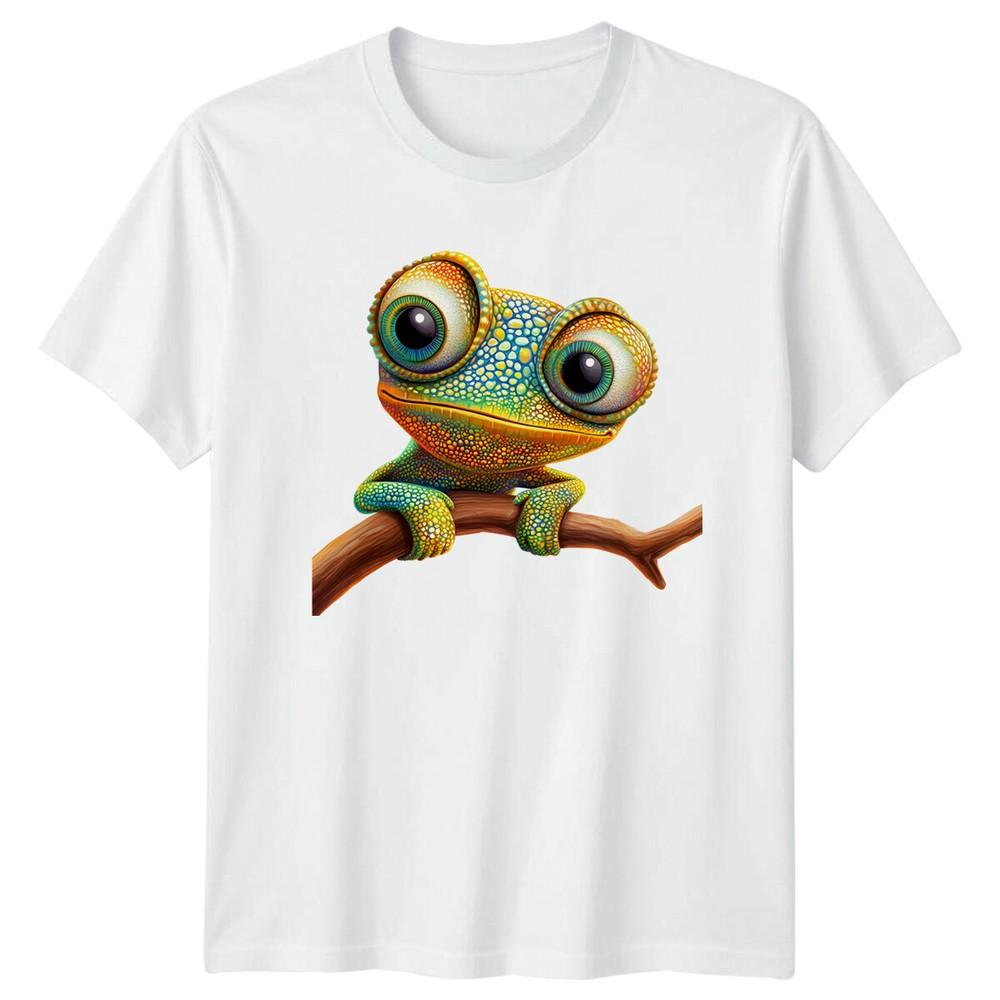 Colorful Cartoon Chameleon Animals Reptile Unisexs TShirt Unisexs Tee Graphic Top S