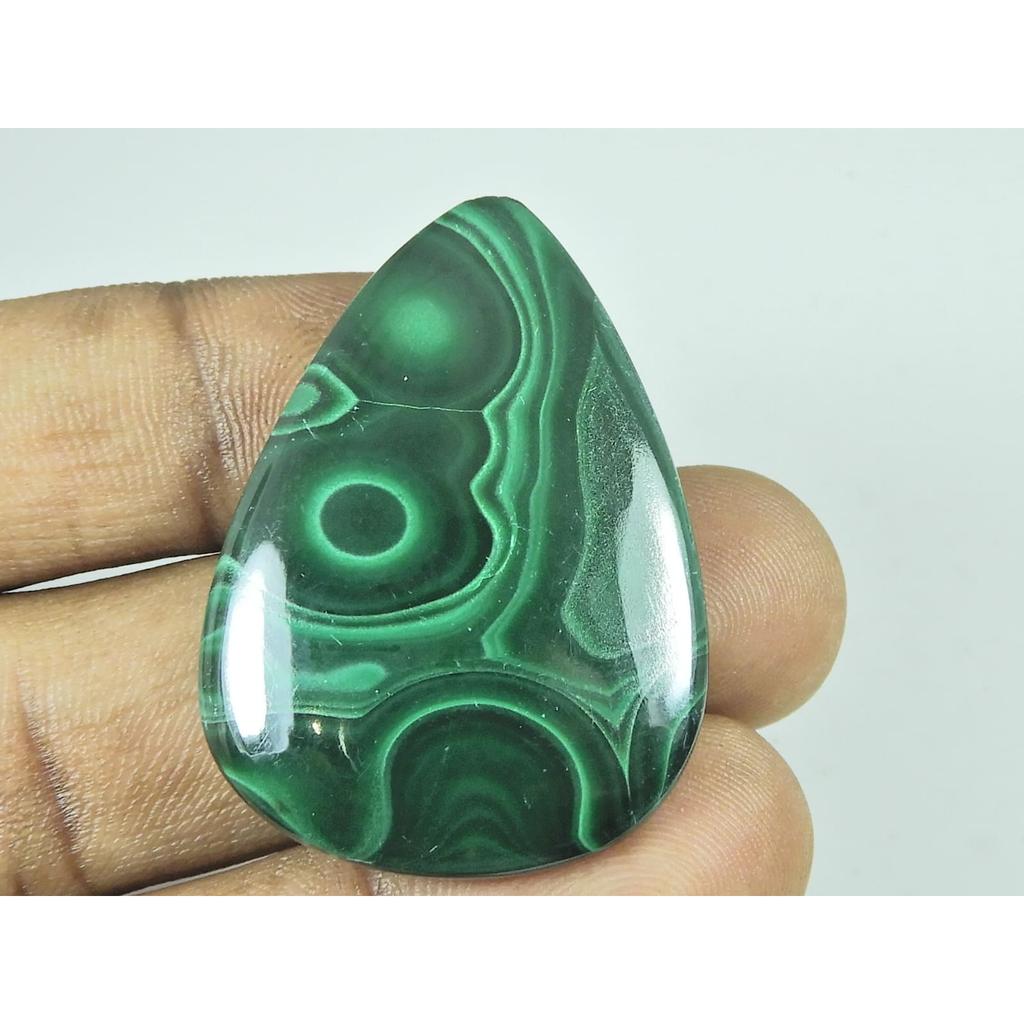 29X40X05MM Natural Green Malachite Pear Shape Cabochon Loose Gemstone 85Cts. G-260
