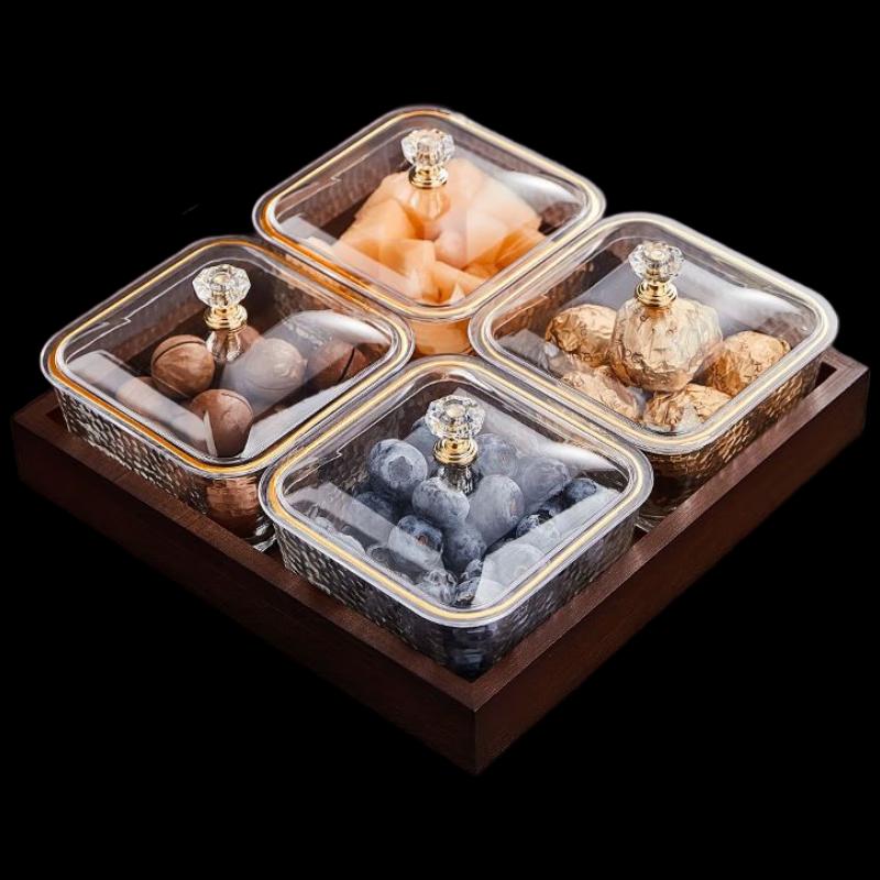 Divided Glass Serving Platter with Lid