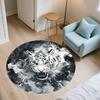 Black and White Tiger,Round Area Rug,Carpet Rug for Living Room Bedroom Sofa Playroom Decor,Non-slip Floor Mat