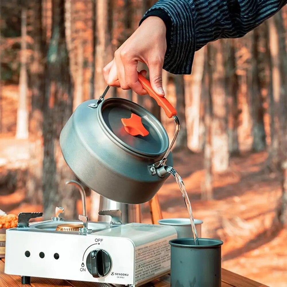 1.1L Camping Water Kettle Lightweight Aluminium Alloy Teapot for Outdoor Tourism Cookware Travel Hiking Picnic Tableware