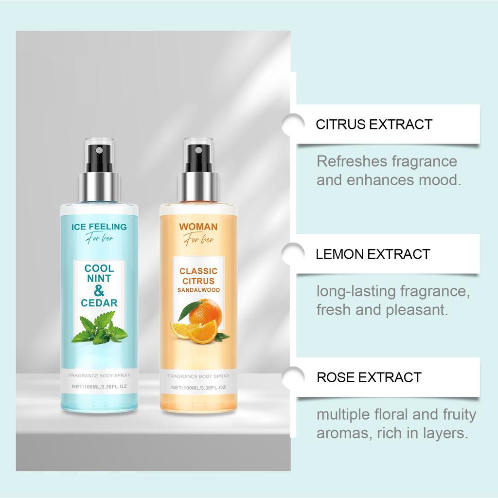 Fresh Body Spray Floral Fruity Fresh Body Neck Wrist Stay  Portable Elegant Mist Perfume100ml