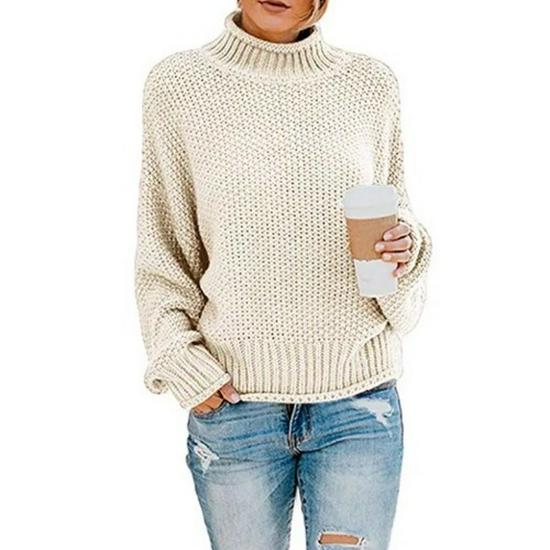 Pull-over ample en tricot à col haut pour femme Automne/Hiver 2023 Style Street Européen & Américain