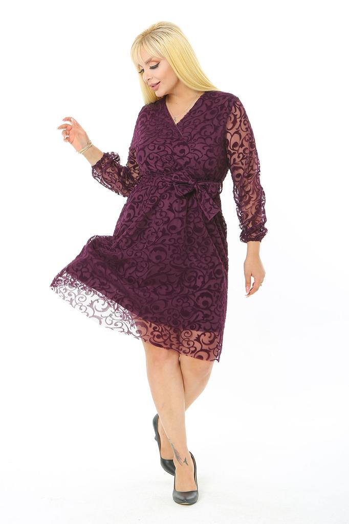 Dámské šaty velké velikosti Švestková nadměrná velikost s tureckým motivem Hejno s potiskem zamlžené zavinovací lemované večerní šaty midi délky