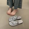 French thin strap flat-bottomed set of toe sandals female 2025 new summer fairy wind two wear one word with outside wear cool slippers