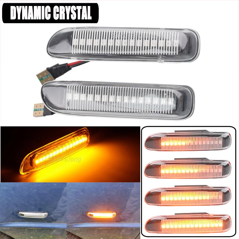2pcs Smoked Black Led Dynamic Turn Signal Light Side Fender Marker Sequential Indicator Lamp Trim For BMW 3 Series E46 1997-2001Turn Signal 2