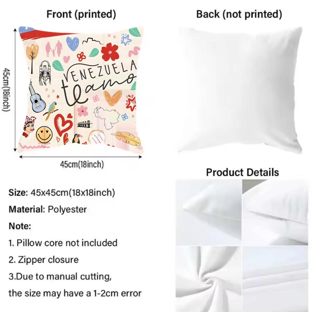 Venezuela Pride Print Pattern Cushion Cover Pattern Printed Pillowcase for Living Room Sofa Cushion Cover & Bedroom Decor