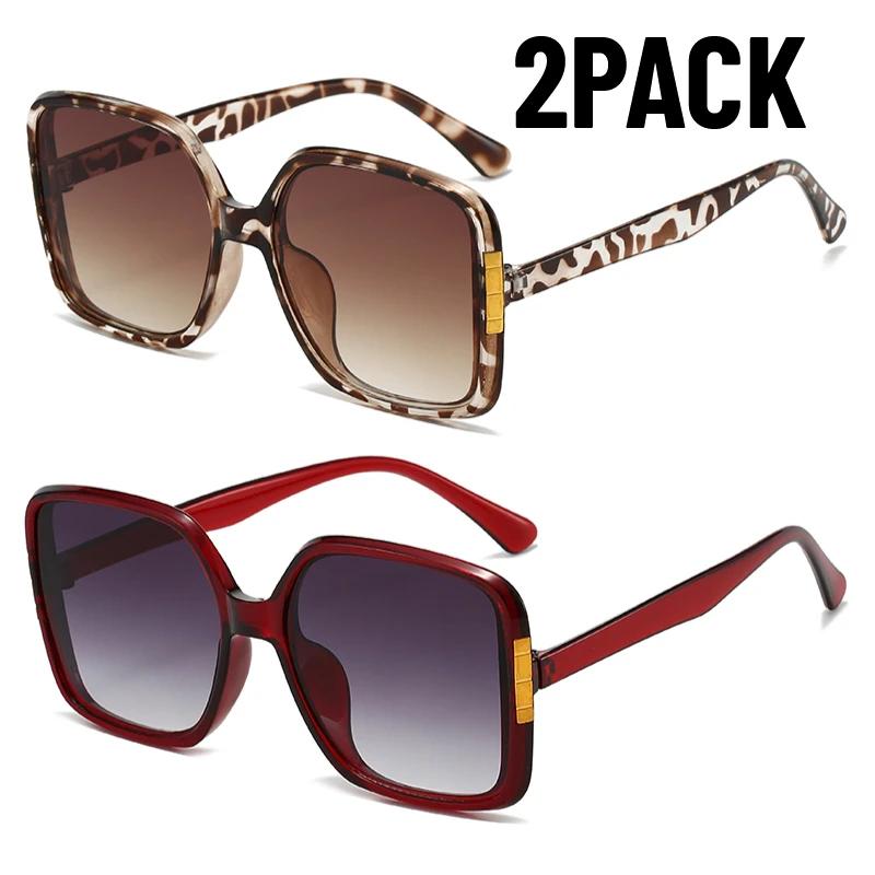 

2Pack Vintage Oversized Square Sunglasses Men Women Fashion Brand Cat Eye Sun Glasses Men Hip Hop Outdoor Fishing Eyewear Uv400