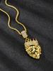 Hip Hop Necklace Accessories for Men and Women, Trendy Brand Accessories, Alloy Full Diamond Gold Lion Pendant