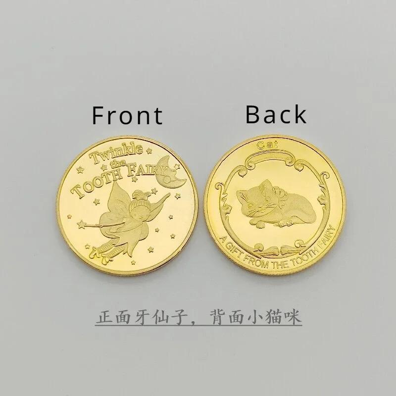 Dental Creative Tooth Fairy Shape Commemorative Coin Gold Plated Souvenir Coin for Children Kids Baby Dentistry Clinic Gifts
