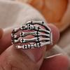 Exaggerated Personality Vintage Skull Head Ghost Claw Thai Silver Unisex Punk Rock Ring  For Women Men Gifts No Fade