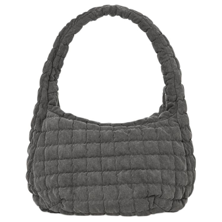 COS Lightweight Quilted Zipper Closure Polyester Cloud Bag Tote Crossbody Shoulder Bag Large Unisex bags Gray 0916460032 Gray,Large