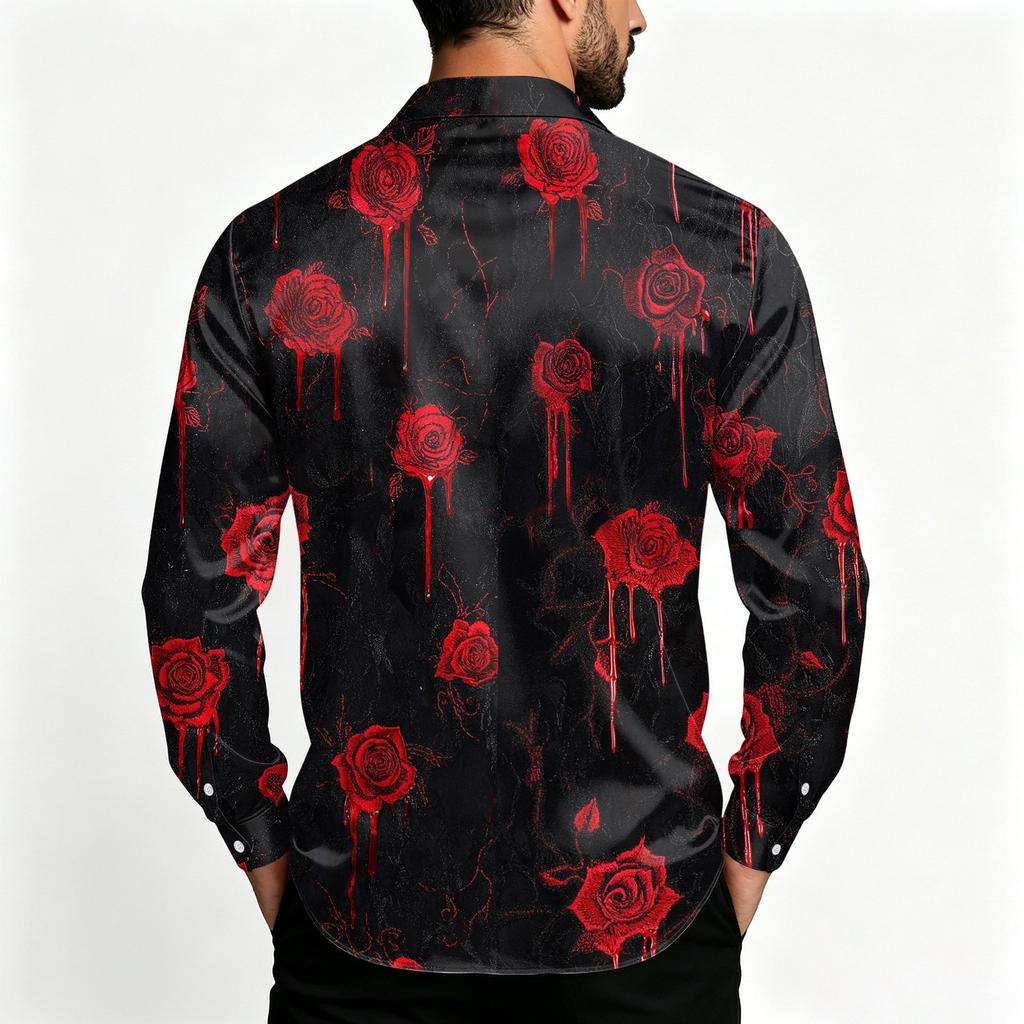 Men's Halloween Shirt Jacket Casual Loose Fit Lapel Collar Breathable for Spring and Fall