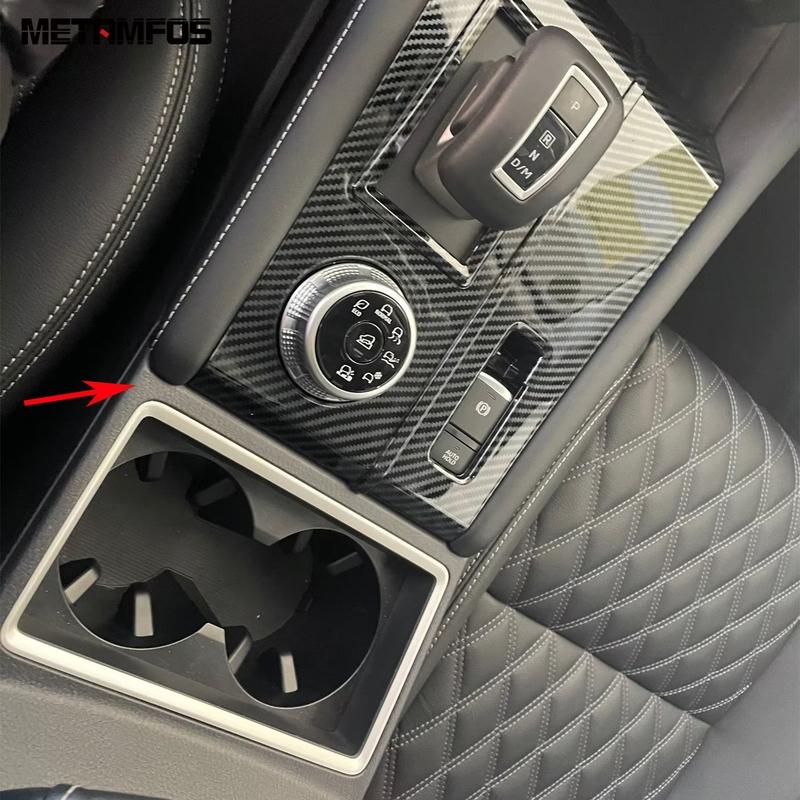 For Mitsubishi Outlander -2024 2025 Carbon Fiber Console Gear Shift Box Molding Trim Water Cup Holder Frame Car Accessories