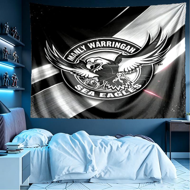 Manly Warringah Sea Eagles Print Tapestry, Lightweight Wall Hanging, for Bedroom, Dorm, Living Room, Home Art Decor, Birthday Christmas Gift for Frien