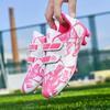 Fashion Pink Children's Cheap Football Shoes Hook and Loop Boys Girls Training Soccer Cleats Kids Soccer Shoes Futsal Sneakers