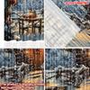 Flat Printing Christmas Hot Curtains Snowy Cabin Scene Digital Printed Polyester Drapes Birthday Party Perfect Curtain Set Of 2 Made Washable