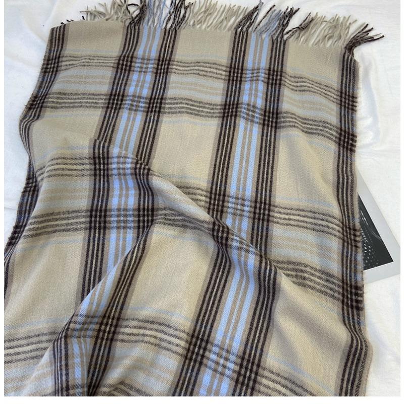 Plaid Scarf Women's New Winter Imitation Cashmere Retro Scarf Thickened Warm Shawl