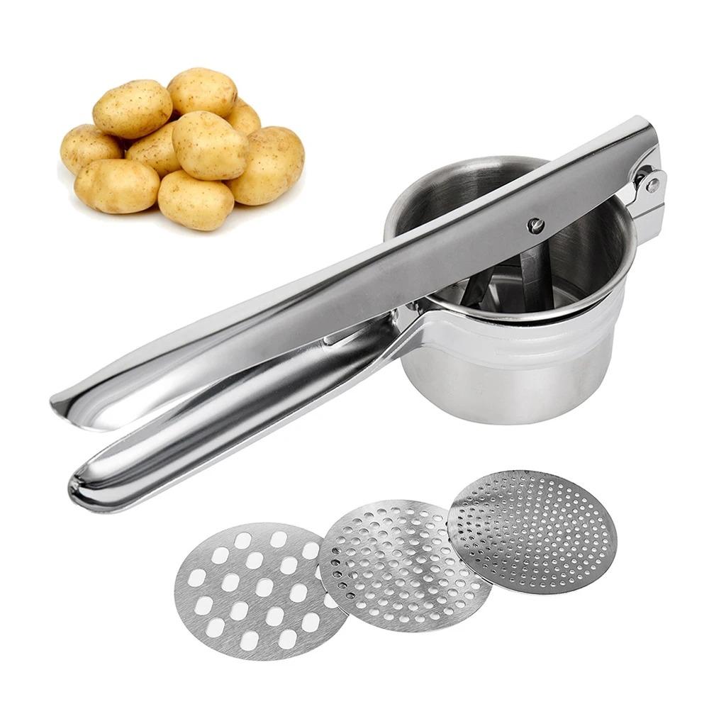 Stainless Steel Potato Ricer Heavy Duty Potato Masher Manual Saving Press and Mash Household Kitchen Tool for Vegetables
