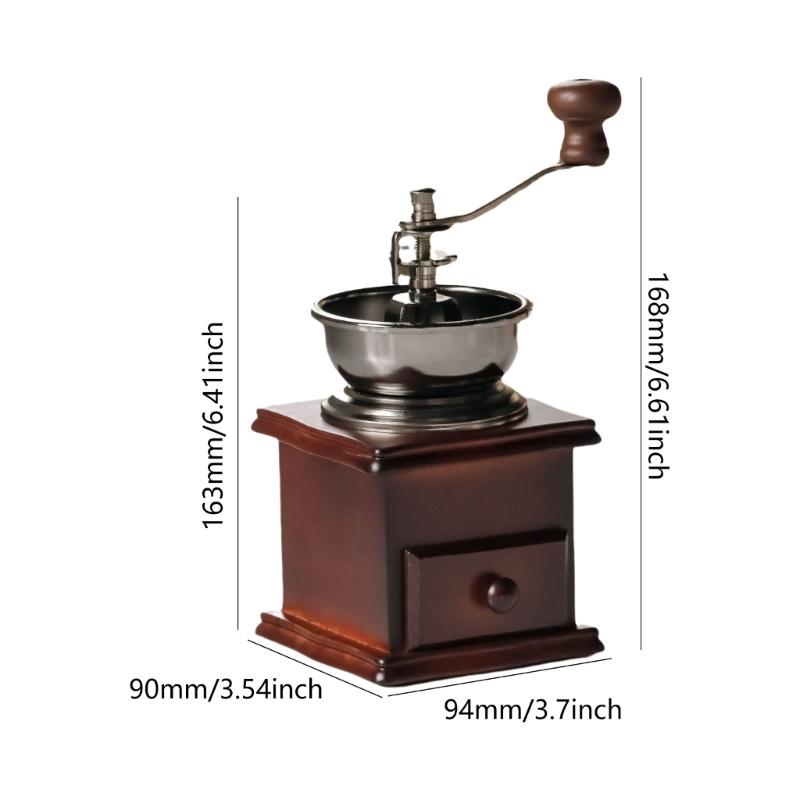 Wooden Hand Crank Coffee Grinder Space Saving Manual Miniature Espresso Maker with Cast Iron Burr Coffee Equipment