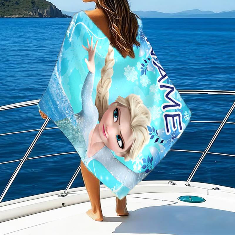 1pc Frozen8 Beach Towel with Custom Name, Beach/Swimming/Bath/Picnic/Camping Towel, Suitable for Seaside Beaches