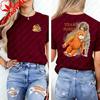 Team Double Sided Tshirt Mini Cute Monkey Hugging Plush Front Team Graphic Punch Animal Shirt Whimsical Casual Streetwear Tops