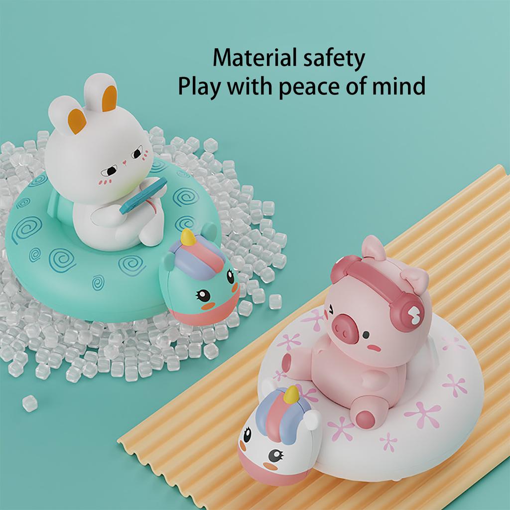 Children'S Water Playing Chain Rabbit Cute Pig Swimming Circle Clockwork Rowing Baby Bathroom Shower Interactive Toy