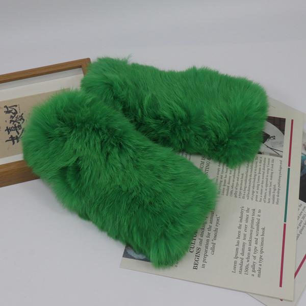 New winter women real rabbit fur gloves Length 25cm natural rabbit fur mittens Knitted warm female winter outdoor glove