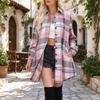 Women's Casual Long Sleeve Plaid Tunic Shirt, Loose Fit Mid-Length Top for Spring and Fall