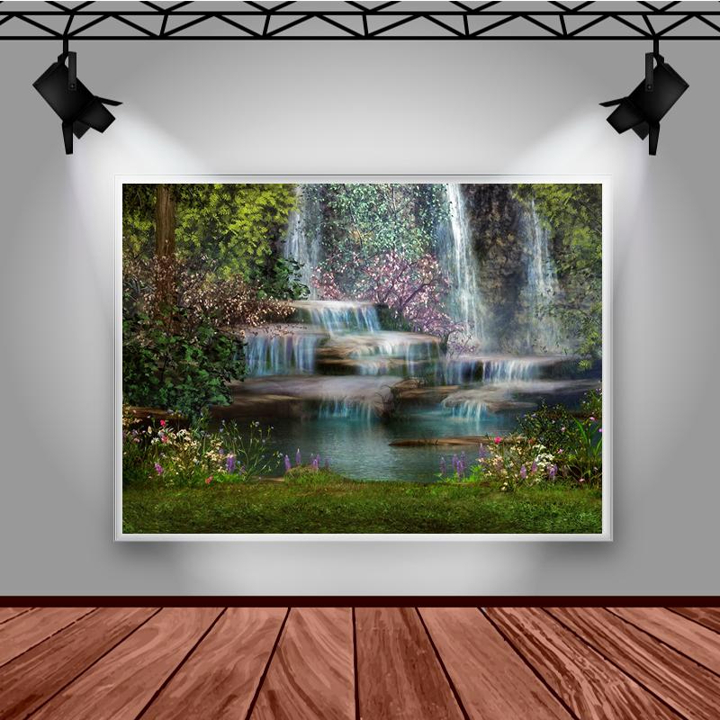 Mocsicka Spring Photography Backdrop Natural Scenery Waterfall Lake Decoration Portrait Wallpaper Props Background Studio Banner