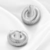 30MM Fashionable Striped Stainless Steel Earrings - 18K Gold Plated