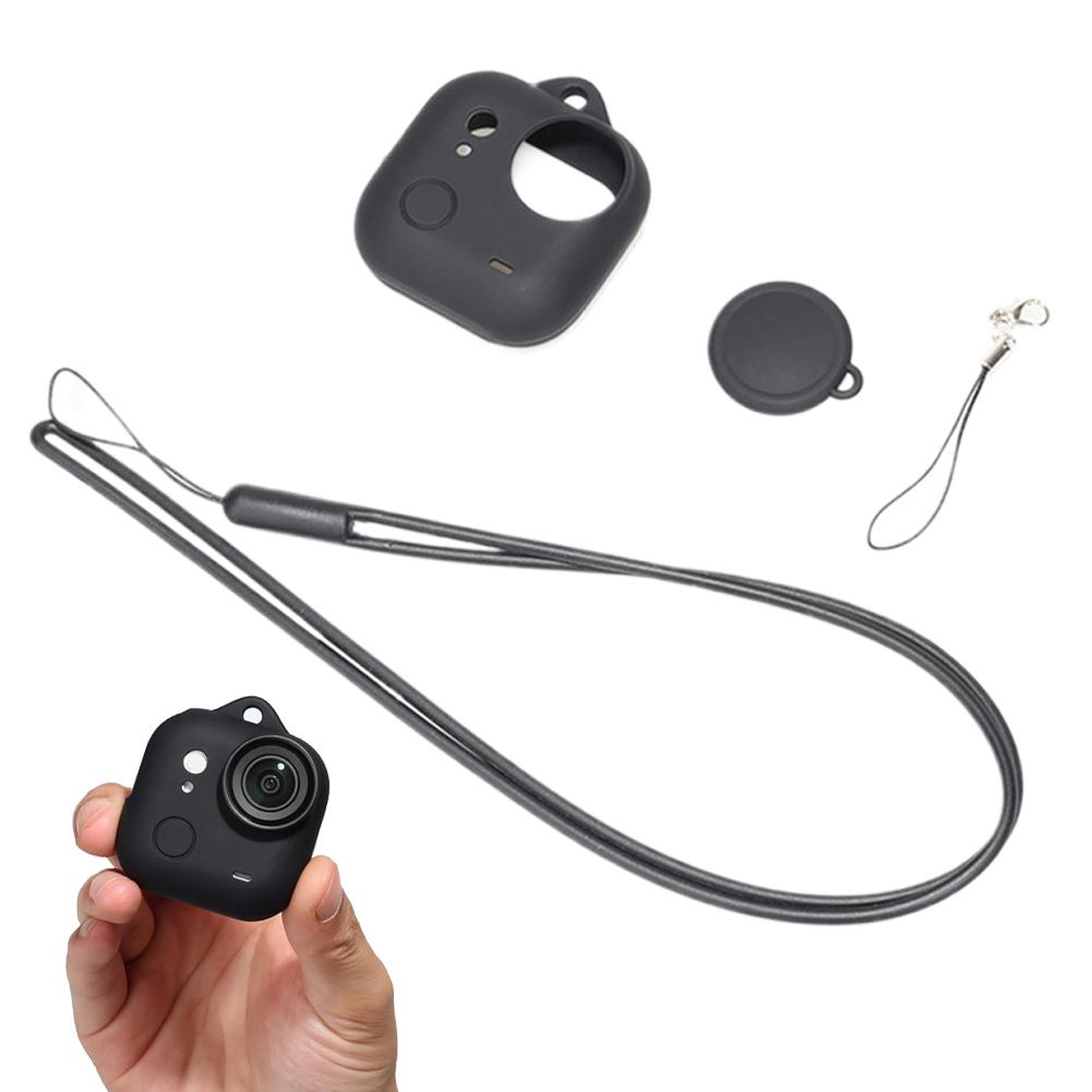 Silicone Protective Case Cover For Insta360 GO Ultra With Lens Cap And Anti-lost Straps Thumb Sports Camera Protective Accessory