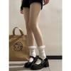 Black Retro Thick Heel High Heels Women's Autumn and Winter Small Man Heightening French Mary Jane Small Leather Shoes