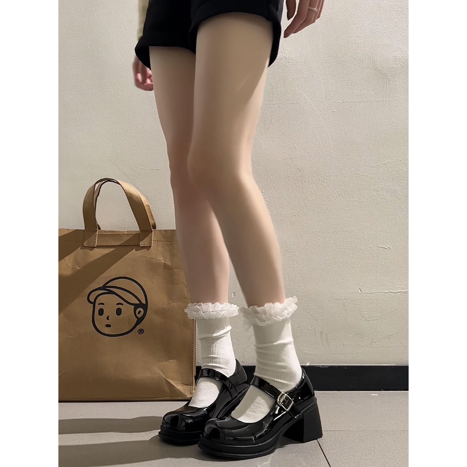 

Black retro thick heel high heels women s autumn and winter small man heightening French Mary Jane small leather shoes 40 білий