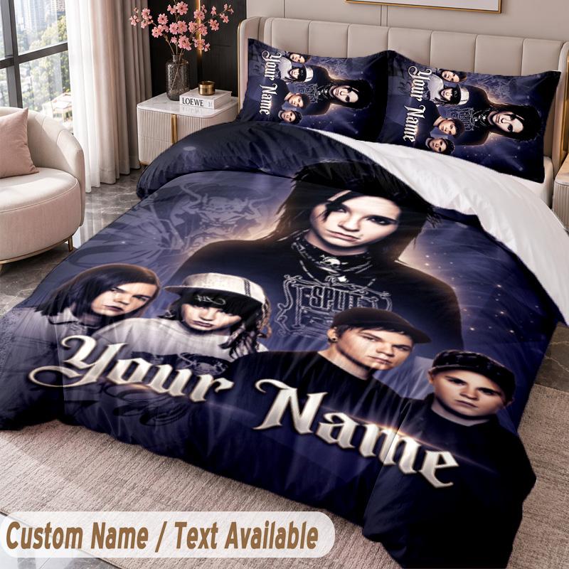 Custom Name Text 3Pcs Bedding Set Tokio Hotel Duvet Cover And Two Pillowcases