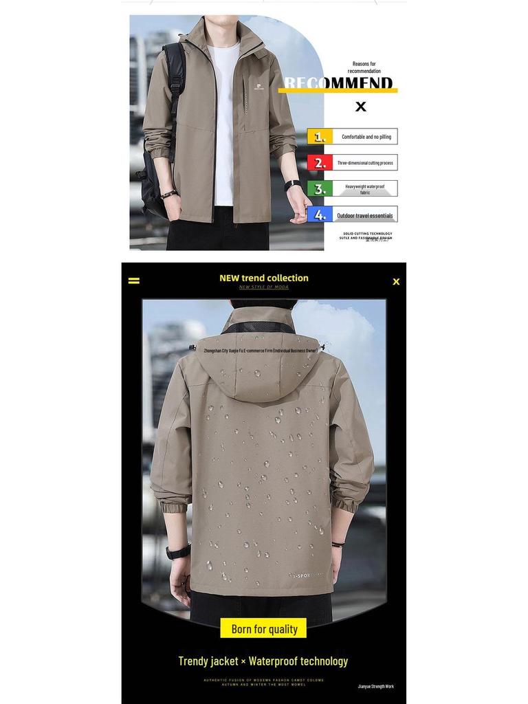 Pierre Cardin Men's Waterproof Windbreaker: Loose-Fit Casual Jacket for Spring & Autumn