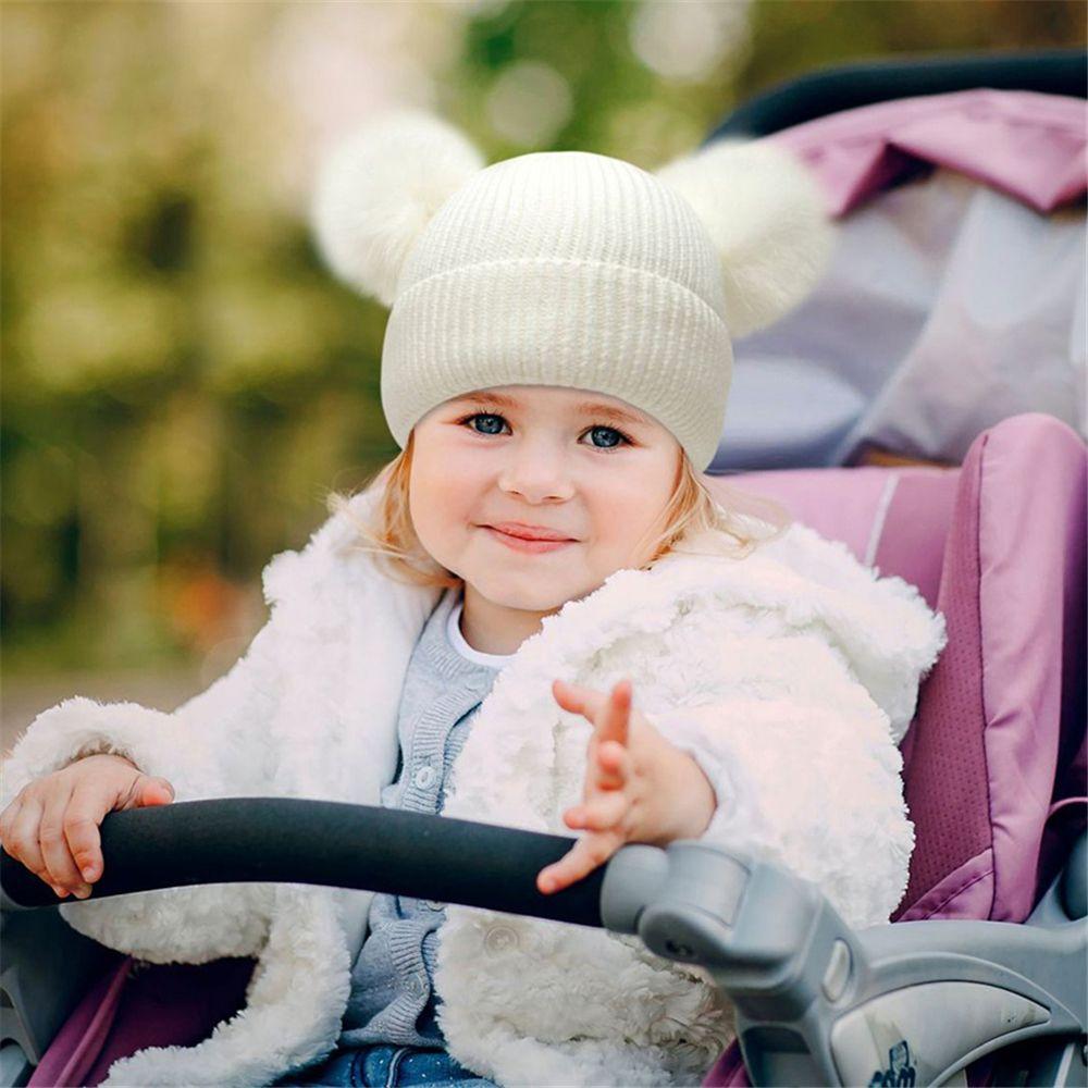 High Stretch Thick Beanie Warm Caps Women Pompom Hat Winter Hat Parent-child Hat