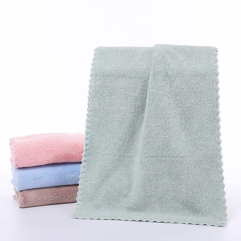 Coral Velvet Square Towel Absorb Water and Rapid Drying Edge Cut Towel Cleaning Rag Thickened Plush and Unwollen Baby Face Wash Towel