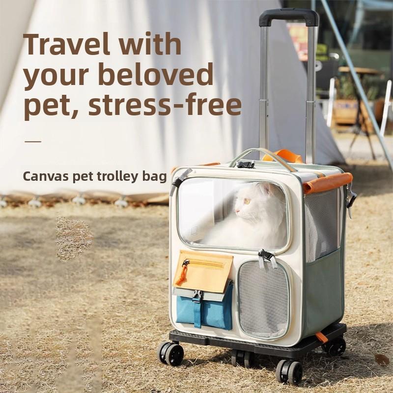 Borsa per gatti da esterno zaino portatile per gatti valigia carrellata per animali domestici zaino artefatto per viaggiare in auto cane valigia di grande capacità